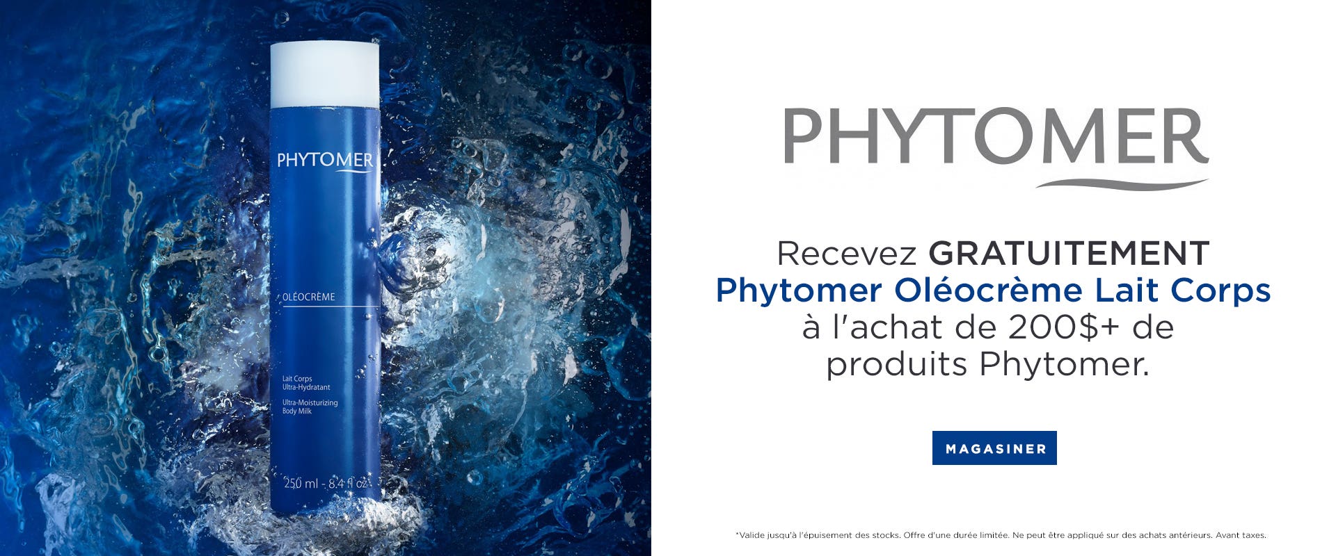 Recevez GRATUITEMENT Phytomer Oléocrème Lait Corps a l'achate de 200$+ de produits Phytomer.